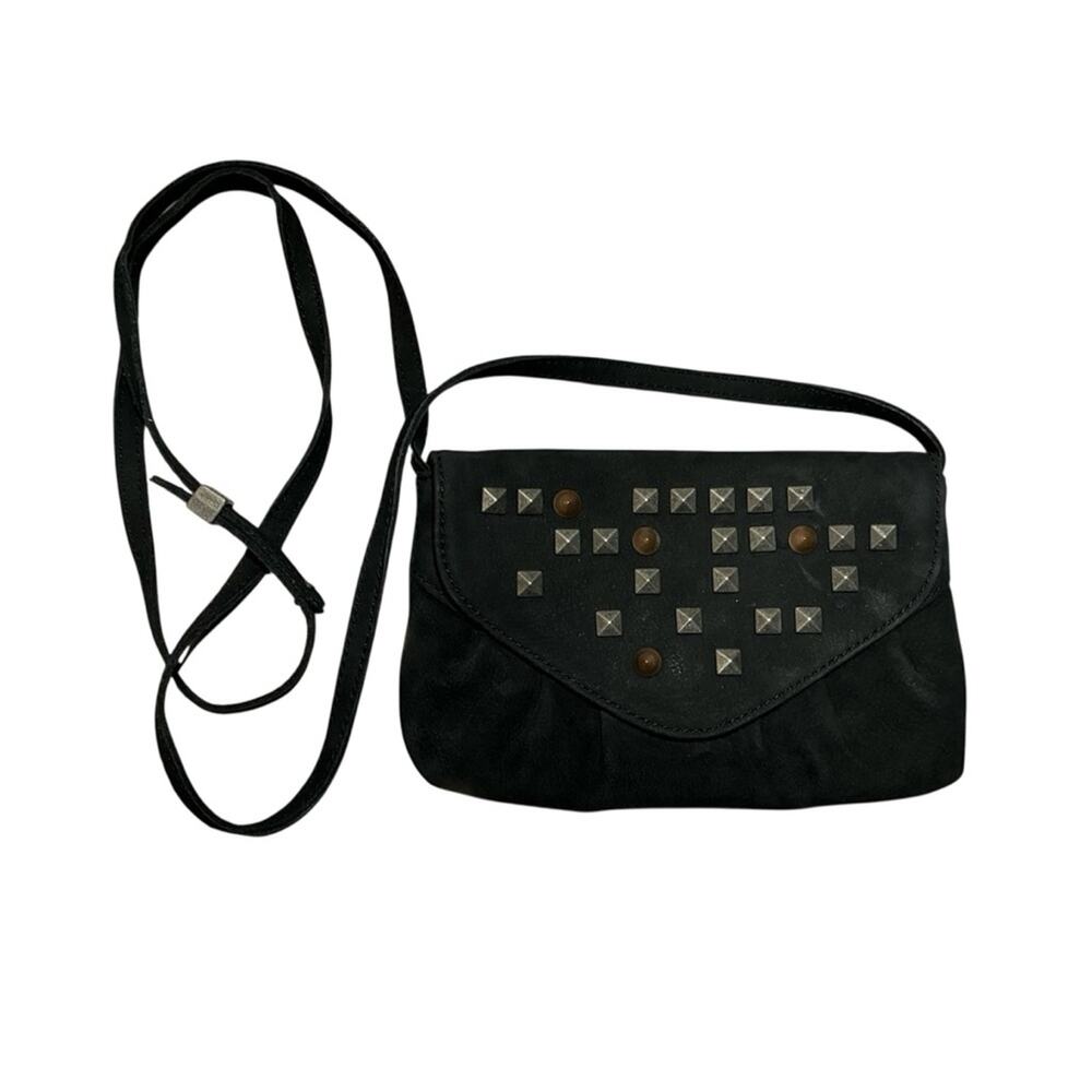 Liebeskind Berlin Black Leather Studded Crossbody Bag Purse Edgy Casual EUC